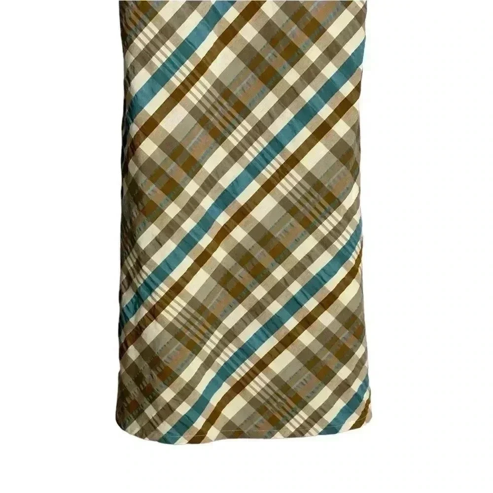 Patagonia Water Girl Brown Blue Tartan Plaid Sleeveless Mini Sun Dress Size XS - Picture 3 of 5